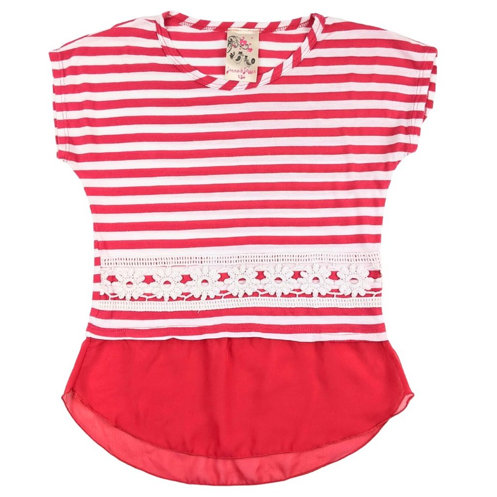 Striped Red and white Sleeveless Girls top Large